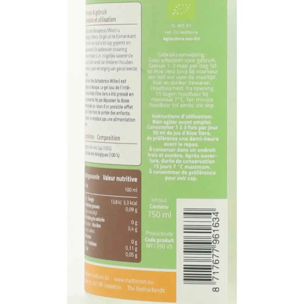 Dranken<Mattisson 3x Aloe Vera Juice Organic 750 ml