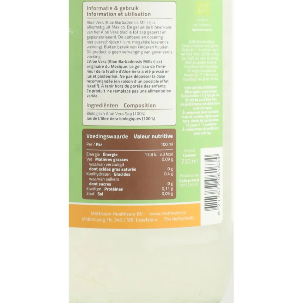 Dranken<Mattisson 3x Aloe Vera Juice Organic 750 ml