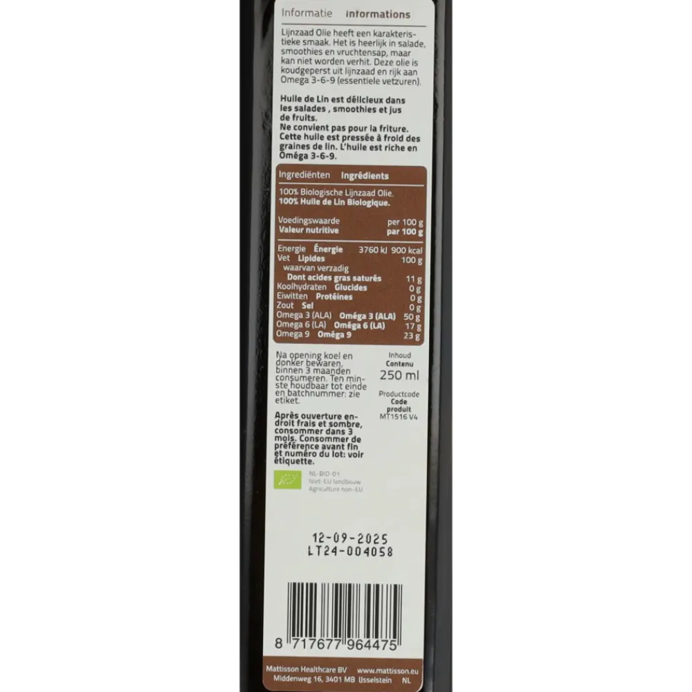 3x Lijnzaadolie Biologisch Absolute 250 ml^Mattisson Hot