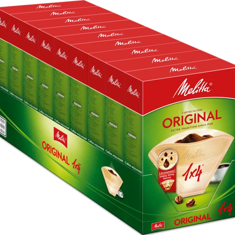 Koffie<Melitta 9x Filters 1x4 Bruin 80 stuks