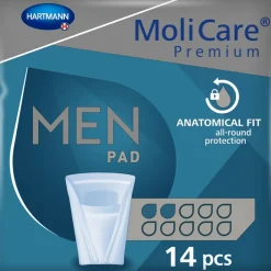 Incontinentie<Molicare 4x Premium Men Pad 2 Druppels 330 ml Absorptie 14 stuks