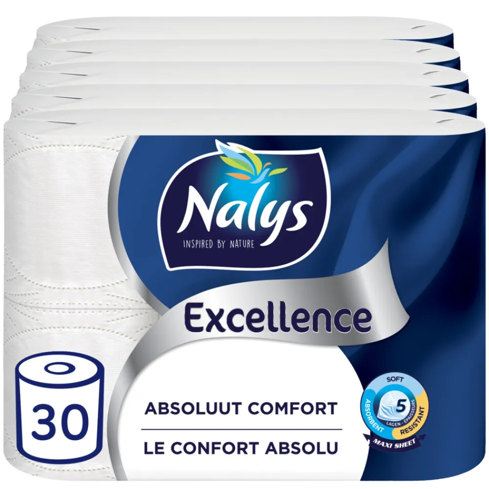 5x Excellence Maxi-Vel Toiletpapier In Papieren Verpakking 5-Laags 6 stuks^Nalys Clearance
