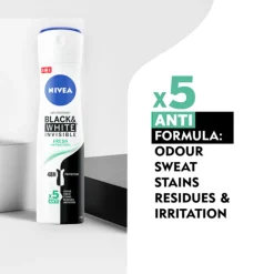 Deodorant<NIVEA 6x Deodorant Spray Invisible Fresh For Black & White 150 ml