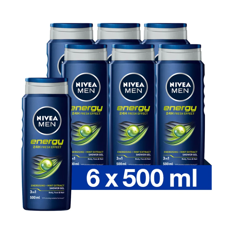 Bad & Douche<NIVEA Men 6x Douchegel Energy 500 ml