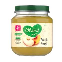 Sale 6x 1e Fruithapje 4m Perzik Appel 125 gr Baby & Peutervoeding