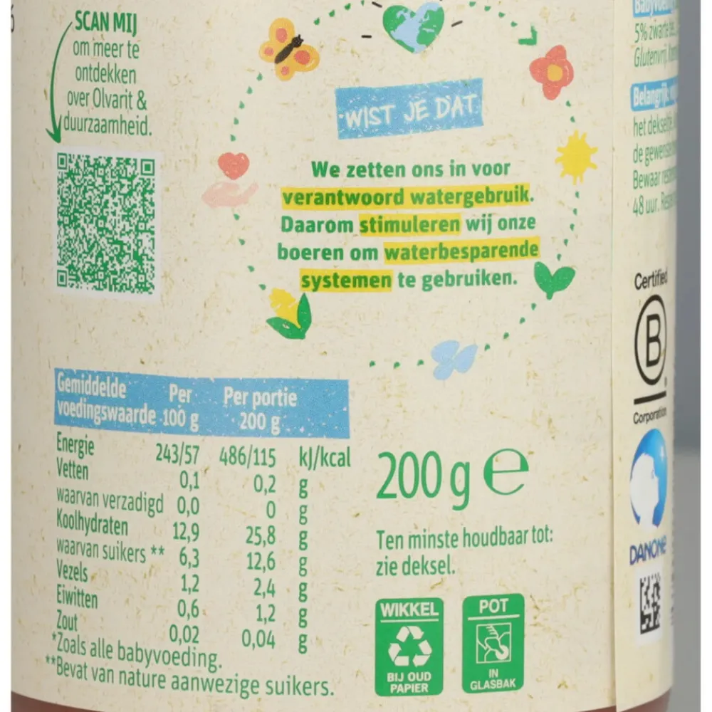 Baby & Peutervoeding<Olvarit 6x Fruithapje 8m Appel Aardbei Banaan 200 gr