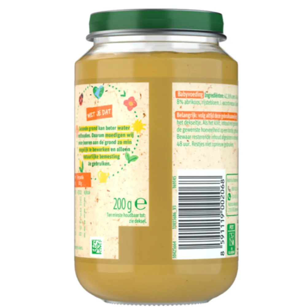 6x Fruithapje 6m Peer Appel Abrikoos 200 gr^Olvarit New