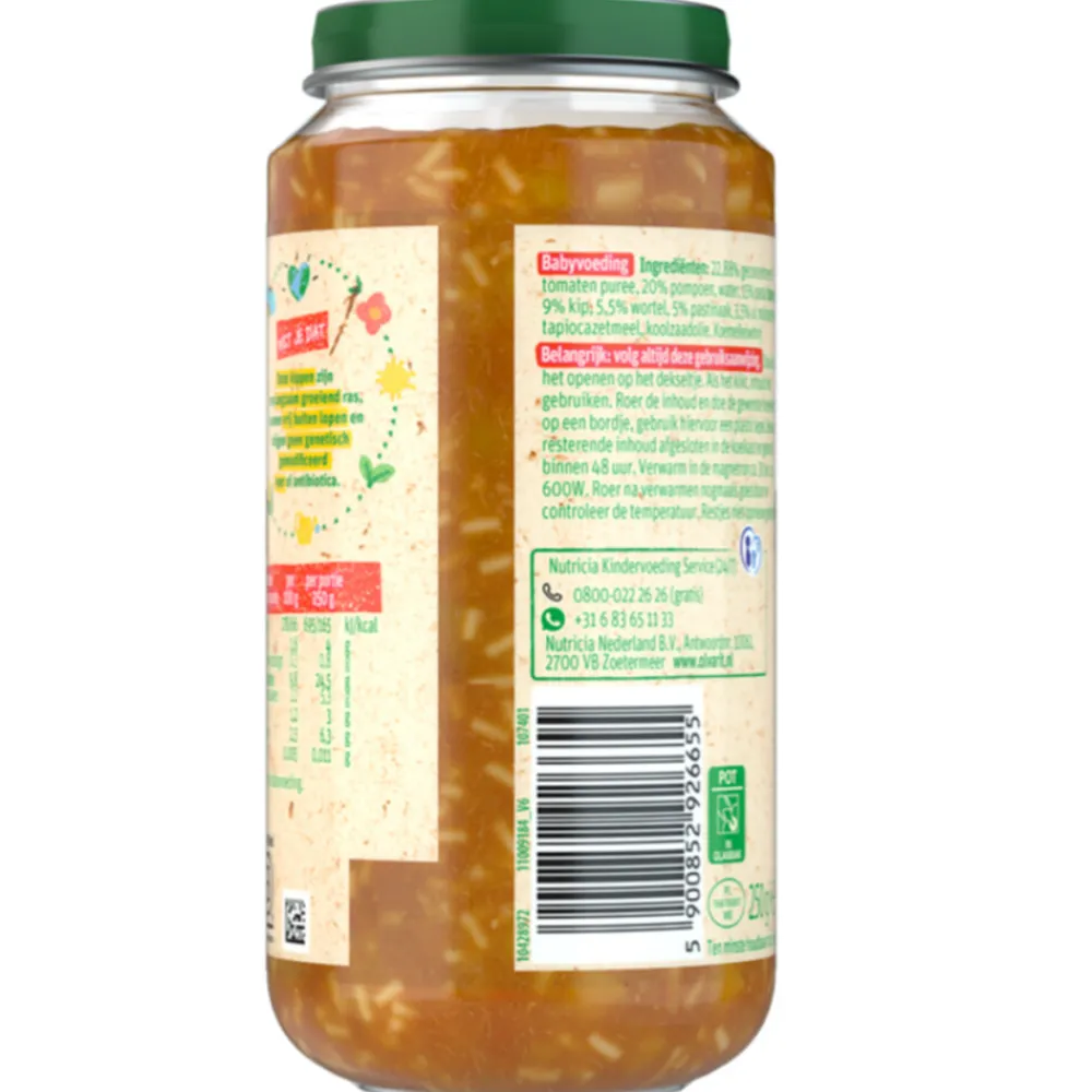 Baby & Peutervoeding<Olvarit 6x Maaltijd 12m Pompoen Kip Pasta 250 gr