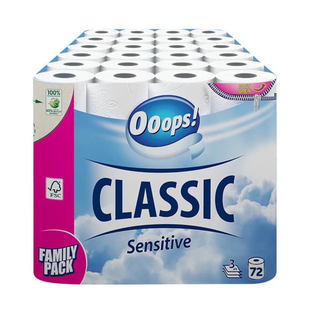 3x Toiletpapier Classic Sensitive 3-laags 24 stuks^Ooops! Outlet