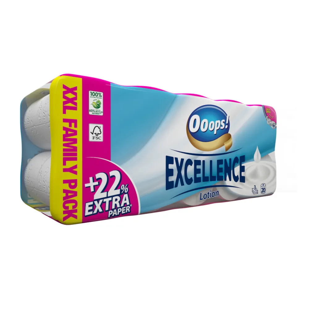 3x Toiletpapier Excellence Lotion 3-laags 20 stuks^Ooops!