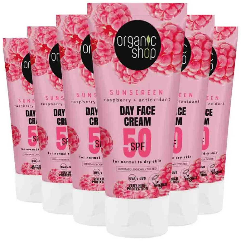 Zonbescherming<Organic Shop 6x Zonnebrandcréme Gezicht SPF 50 Normale huid 50 ml