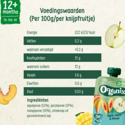 Baby & Peutervoeding<Organix 6x Knijpfruit 12+m Appel, Perzik & Mango 100 gr