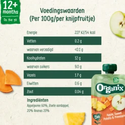 6x Knijpfruit 12+m Appel Zoete Aardappel & Ananas 100 gr^Organix New