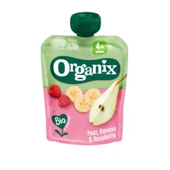 Baby & Peutervoeding<Organix 6x Knijpfruit 4+m Peer, Banaan & Framboos 90 gr