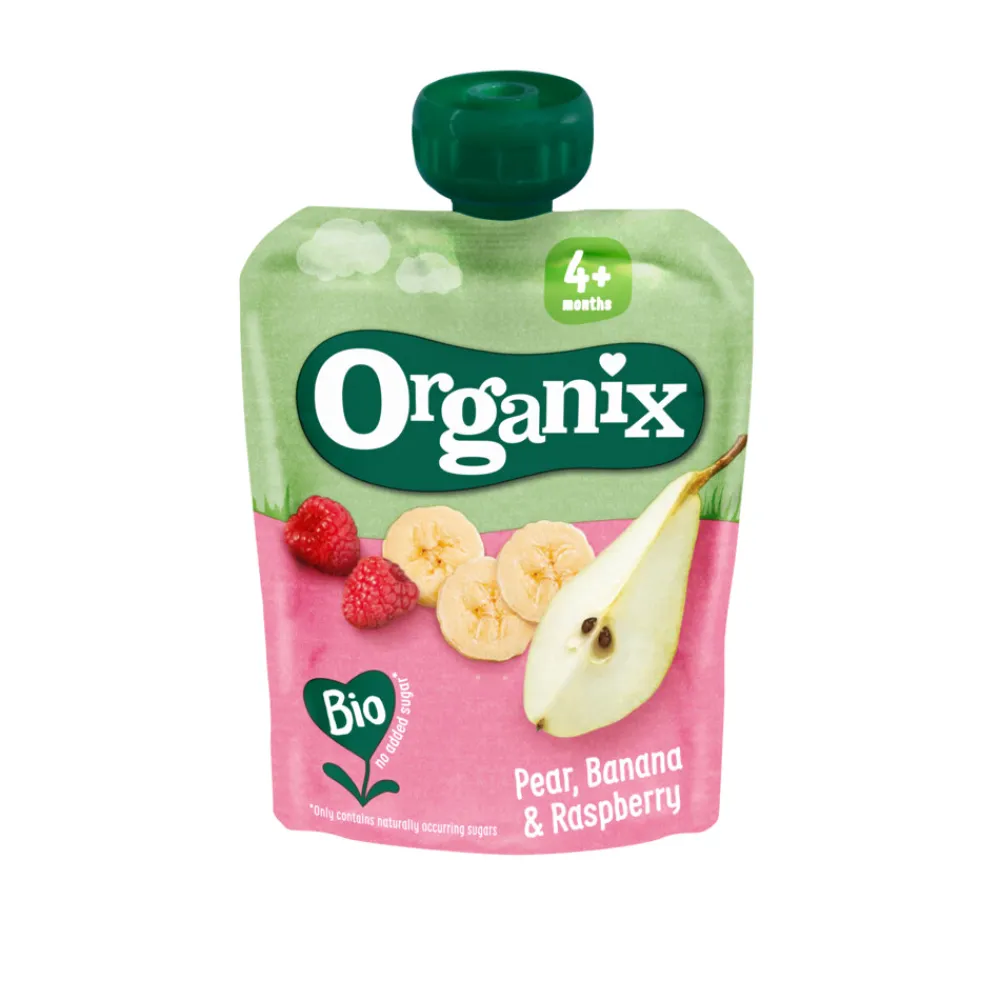 Baby & Peutervoeding<Organix 6x Knijpfruit 4+m Peer, Banaan & Framboos 90 gr
