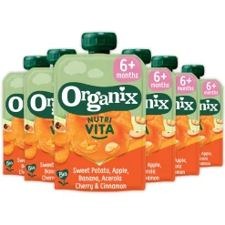 6x Knijpfruit Nutra Vita 6+m Zoete Aardappel Kers Kaneel 100 gr^Organix Outlet