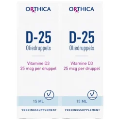 Vitaminen<Orthica 2x Vitamine D-25 Oliedruppels 15 ml