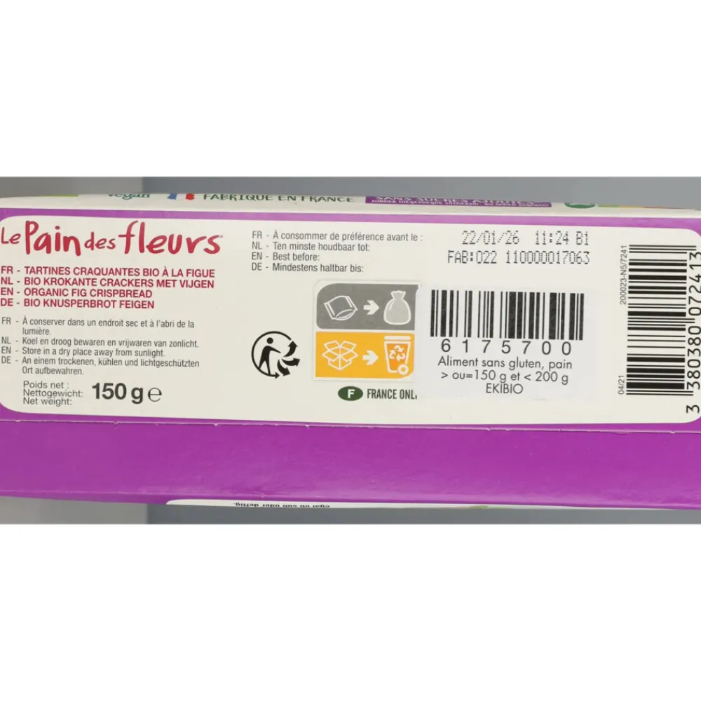Brood & Crackers<Pain fleur 3x Vijgen Cracker Bio 150 gr
