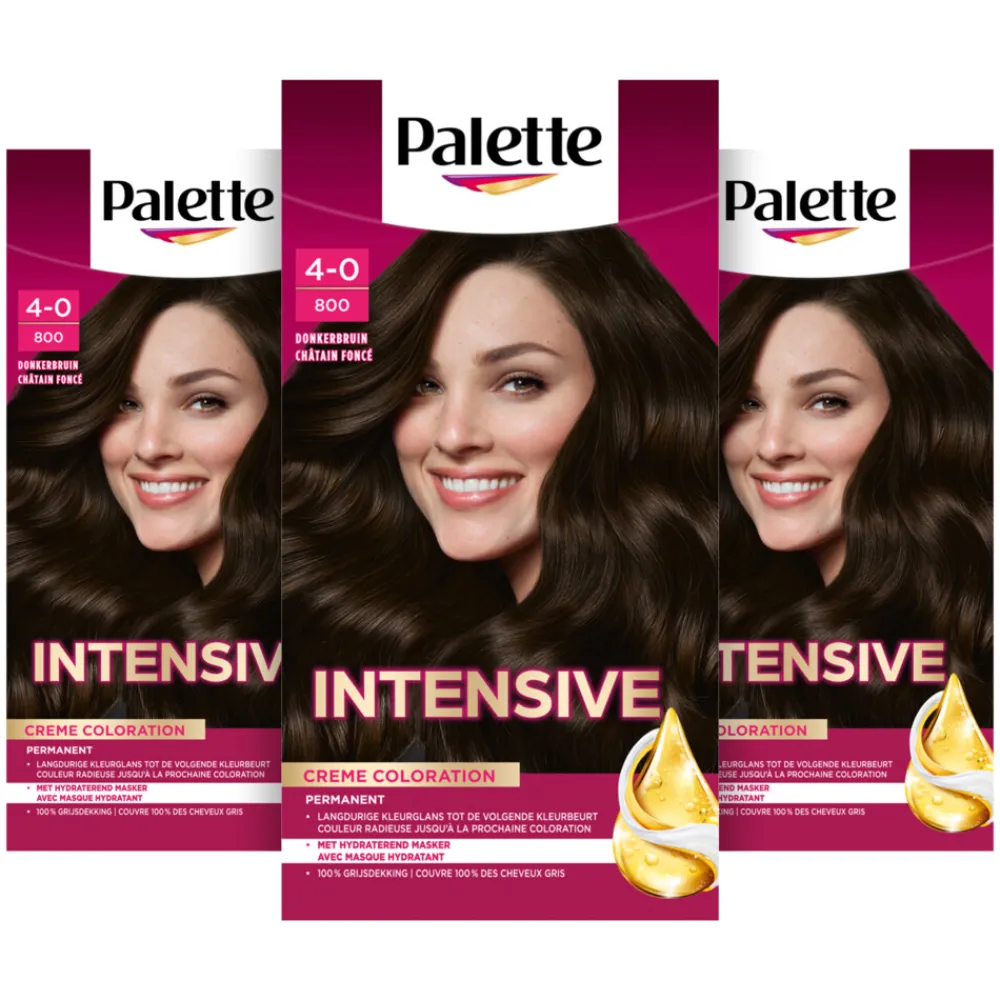 Haarkleuring<Palette 3x Intensive Oil-Care Color Haarkleuring 800 Donkerbruin