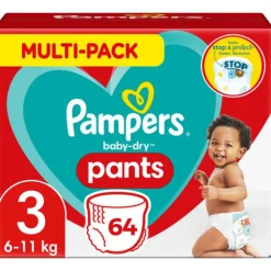 Luiers<Pampers 2x Baby Dry Luierbroekjes Maat 3 (6-11 kg) 32 stuks