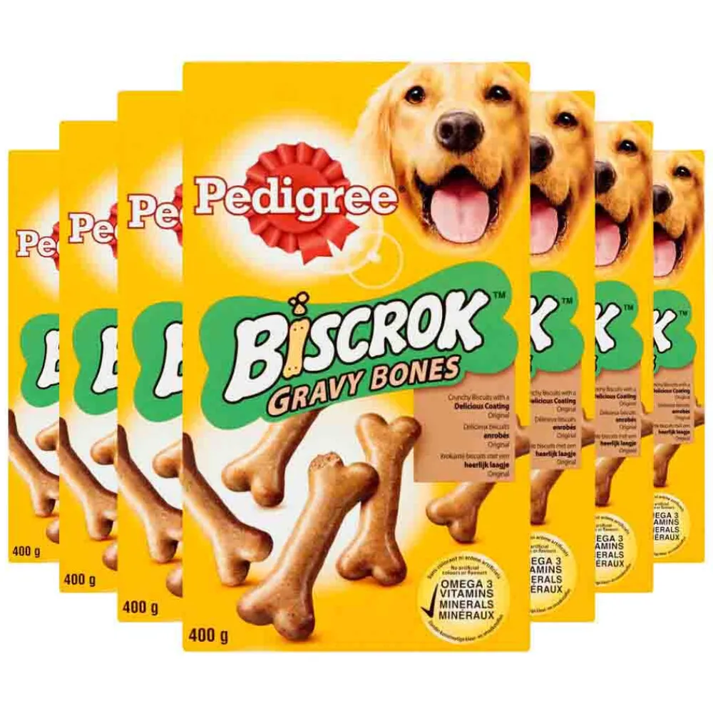 7x Biscrok Gravy Bones Hondensnack 400 gr Snacks