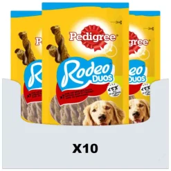 Snacks<Pedigree 10x Rodeo Kauwsticks Duo Hondensnacks Rund & Kaas 123 gr