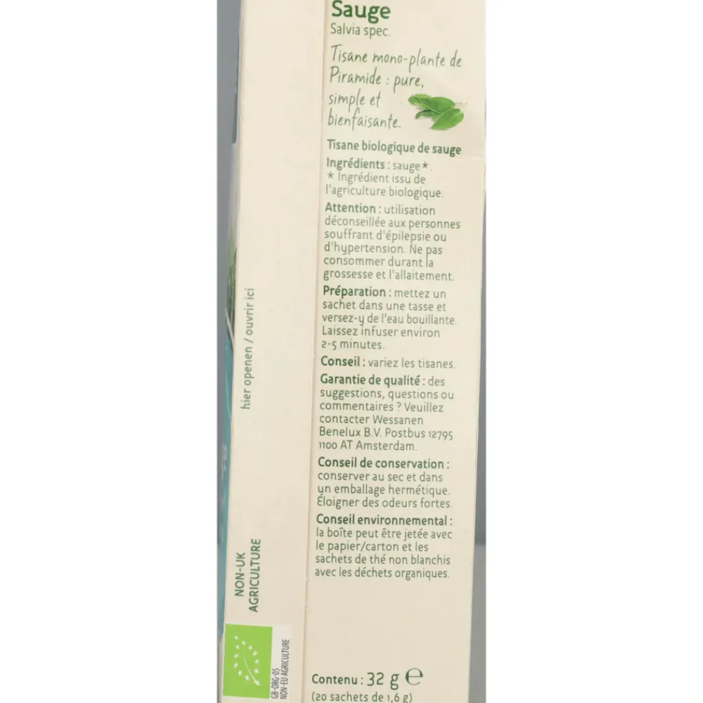 Thee<Piramide 3x Kruidenthee Bio Salie 20 stuks