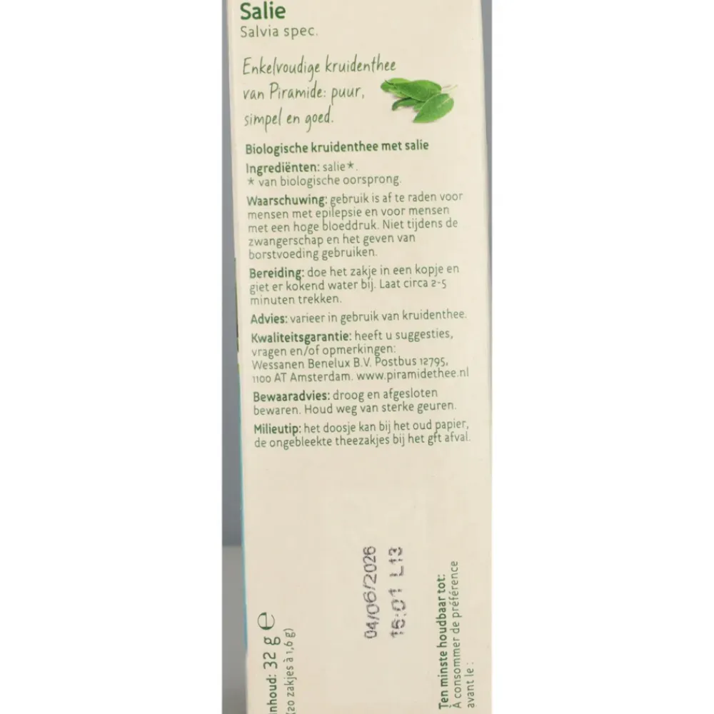 Thee<Piramide 3x Kruidenthee Bio Salie 20 stuks
