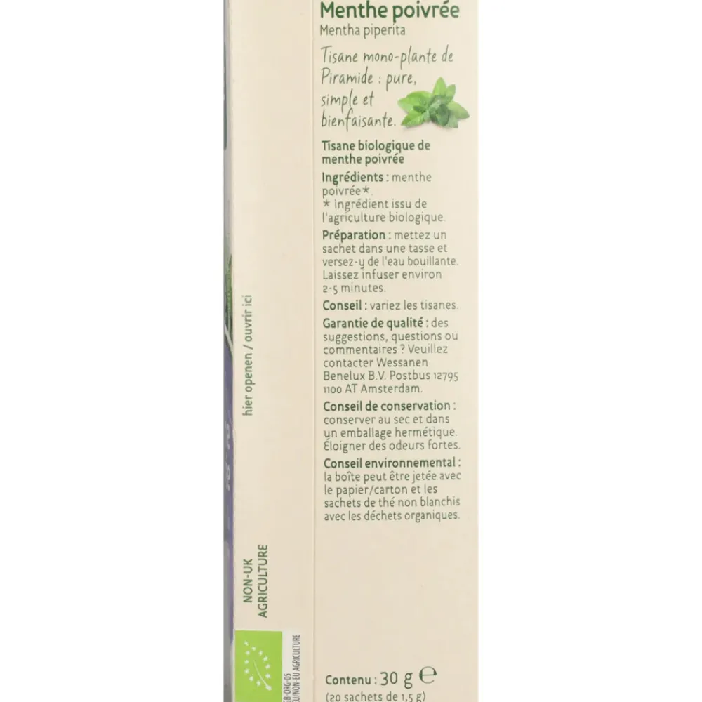 3x Kruidenthee Bio Pepermunt 20 stuks^Piramide