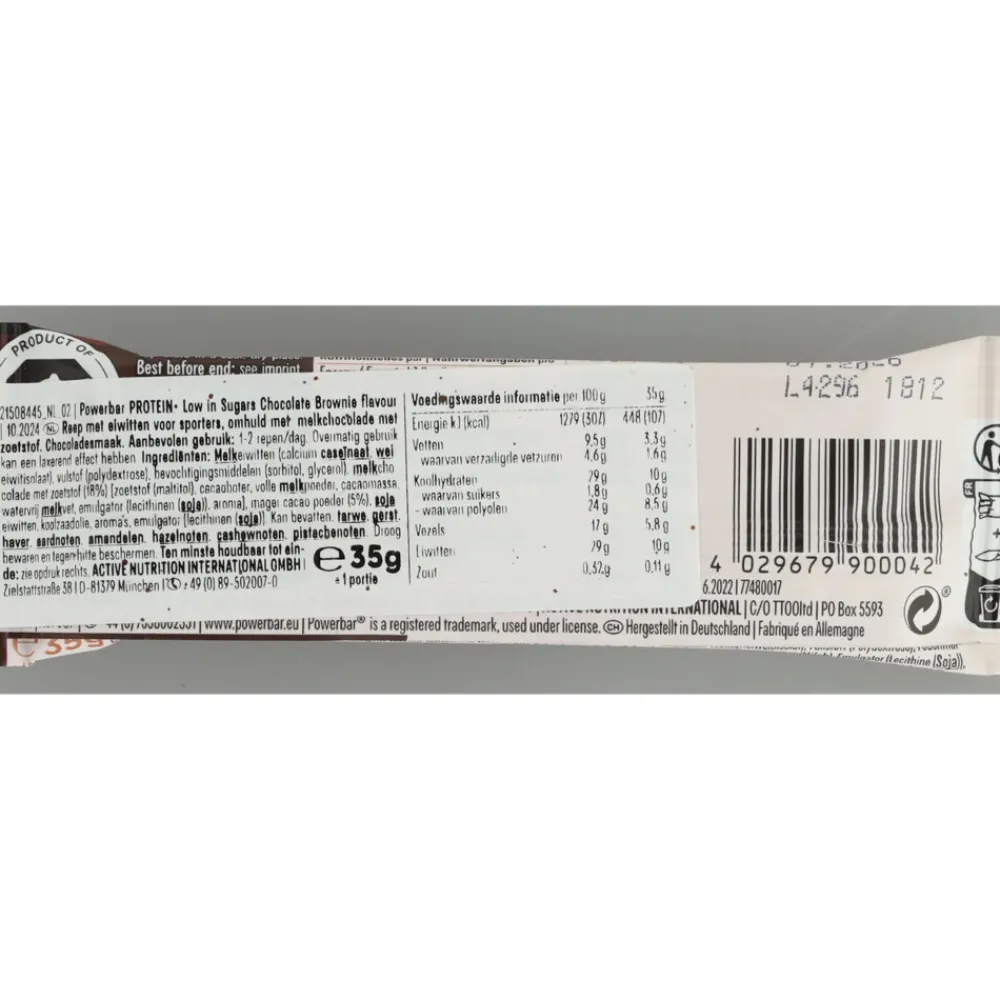 Outlet 32x Proteïne Plus Low Sugar Bar Chocolate Brownie 35 gr Sportvoeding & Drank|Snacks & Tussendoortjes