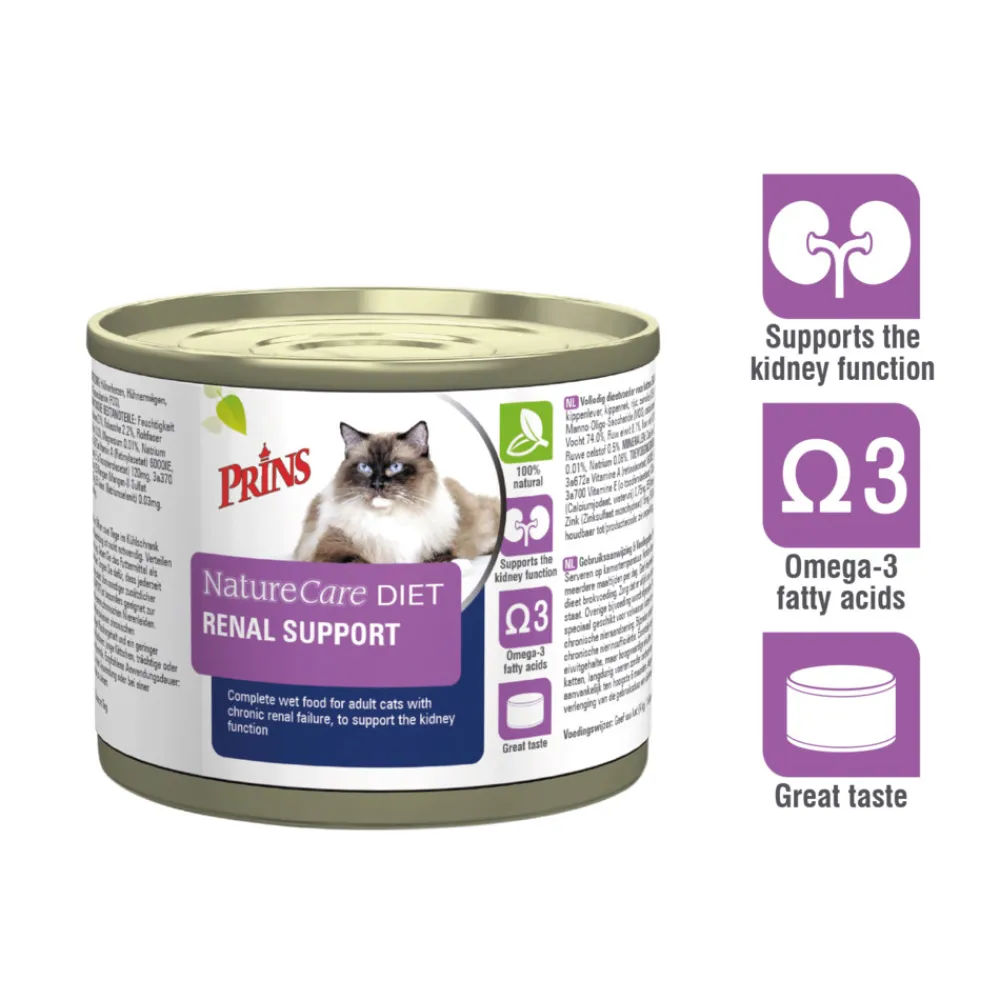 Kattenvoer<Prins 6x NatureCare Diet Kattenvoer Nat Renal Support 200 gr