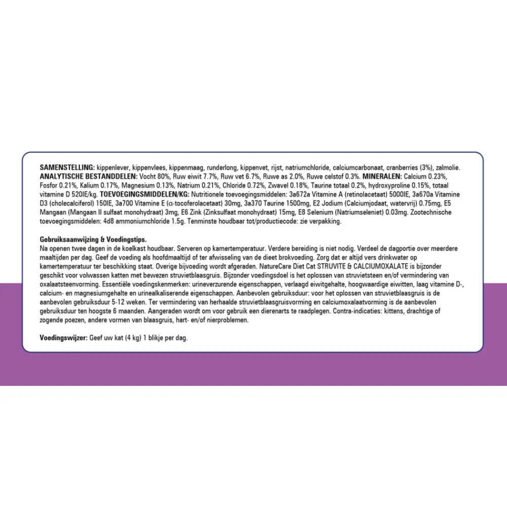 Kattenvoer<Prins 6x NatureCare Diet Kattenvoer Nat Struvite & Calciumoxalate 200 gr