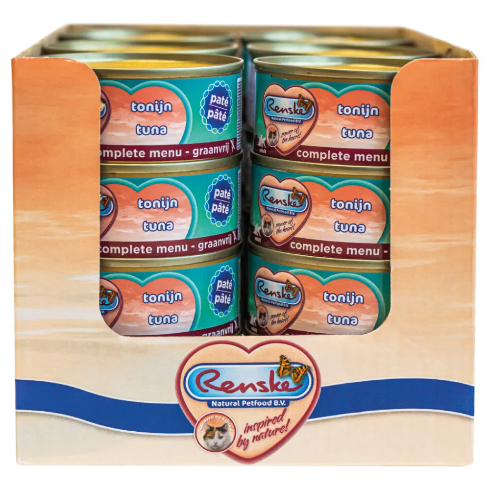 Kattenvoer<Renske 24x Paté Kattenvoer Nat Tonijn 70 gr