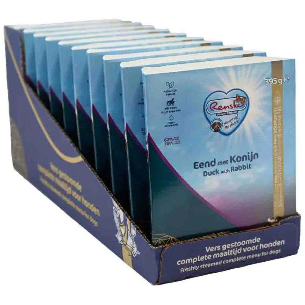 10x Vers Gestoomd Complete Menu Hondenvoer Nat Eend - Konijn 395 gr^Renske Discount