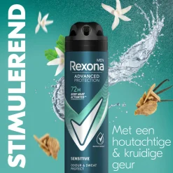 Deodorant<Rexona 6x Men Deodorant Spray Advanced Protection Sensitive 150 ml