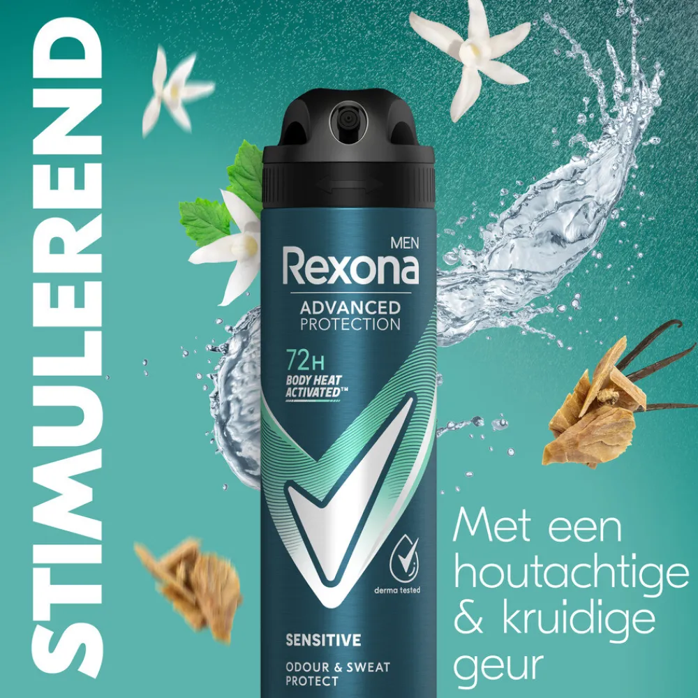 Deodorant<Rexona 6x Men Deodorant Spray Advanced Protection Sensitive 150 ml