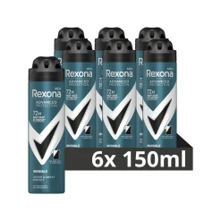 Best 6x Men Deodorant Spray Advanced Protection Invisible 150 ml Deodorant