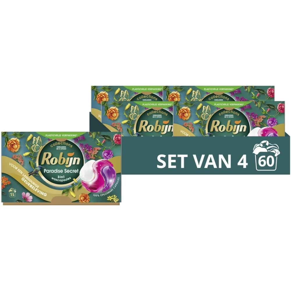 4x 3-in-1 Wascapsules Paradise Secret 15 stuks^Robijn Outlet