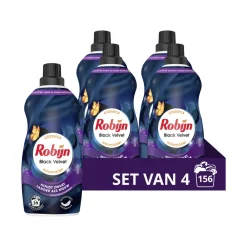 Wasmiddel<Robijn 4x Klein & Krachtig Wasmiddel Black Velvet 39 Wasbeurten 1,19 liter
