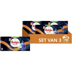 Wasmiddel<Robijn 3x Wascapsules 3-in1 Black Velvet 26 stuks