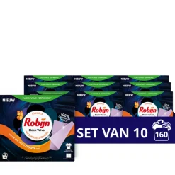 Wasmiddel<Robijn 10x Wasmiddeldoekjes Black Velvet 16 stuks