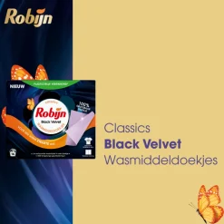 Wasmiddel<Robijn 10x Wasmiddeldoekjes Black Velvet 16 stuks