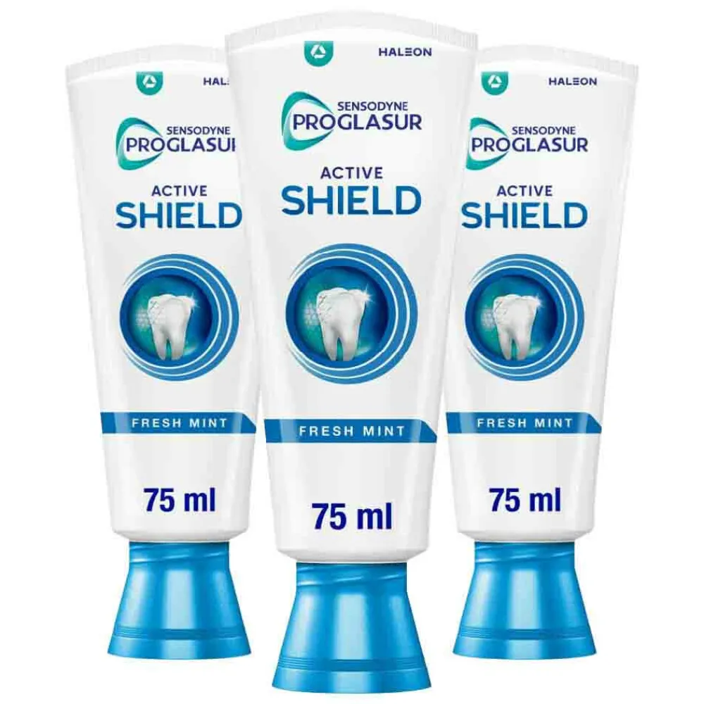 Specialistische Mondverzorging|Spoelen & Poetsen<Sensodyne 3x Tandpasta ProGlasur Active Shield Fresh Mint 75 ml