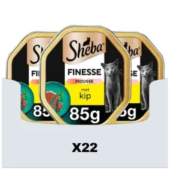 Kattenvoer<Sheba 22x Finesse Kattenvoer Natvoer Mousse Kip Kuipjes 85 gr