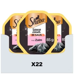 22x Kattenvoer Natvoer Sauce Lovers Zalm 85 gr^Sheba Hot