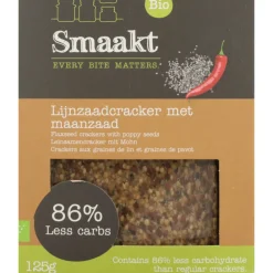 New 3x Lijnzaad Crackers Less Carb 125 gr Brood & Crackers