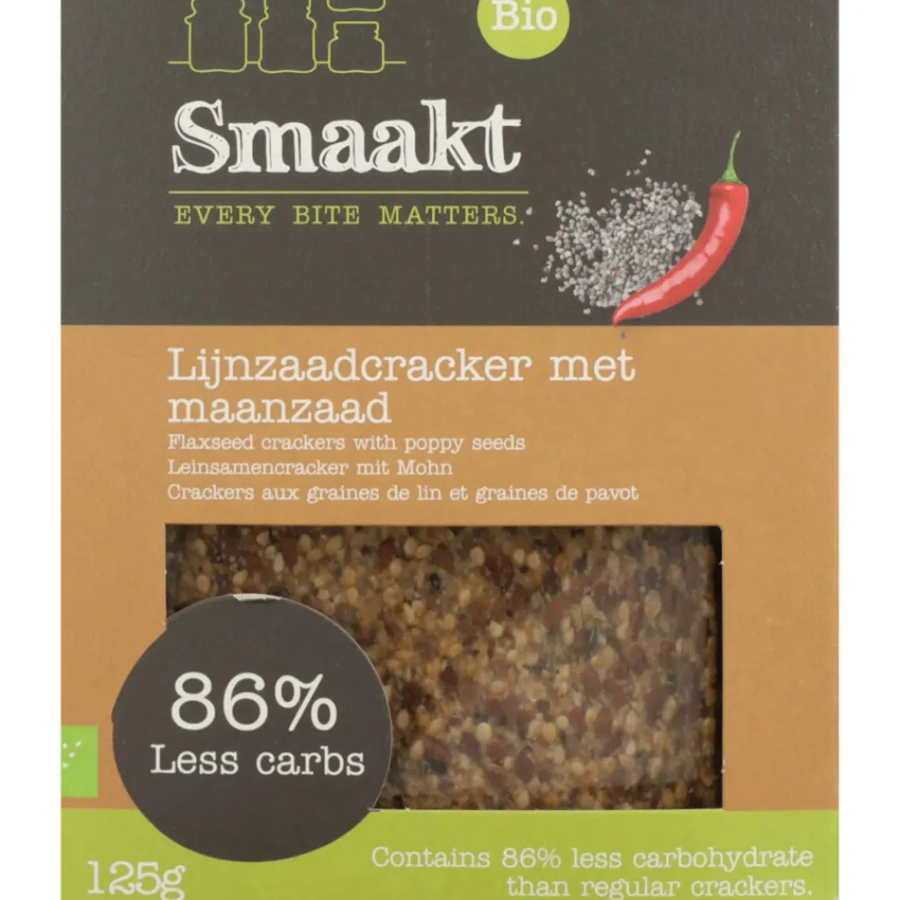 New 3x Lijnzaad Crackers Less Carb 125 gr Brood & Crackers