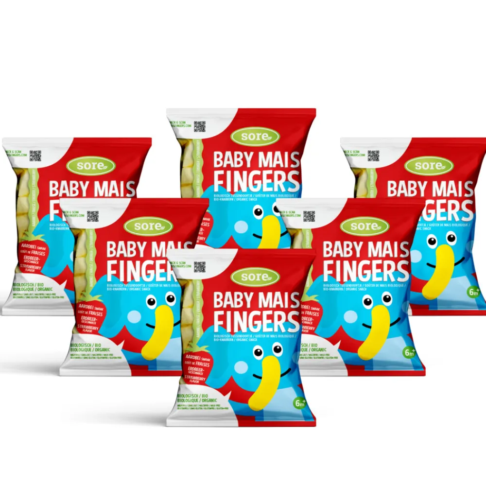 Baby & Peutervoeding<Sore 6x Baby Maisfingers Aardbei 35 gr