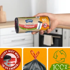 Huishoud & Vuilniszakken<Swirl 6x Pedaalemmerzakken met Fixeerband 60 liter 10 stuks