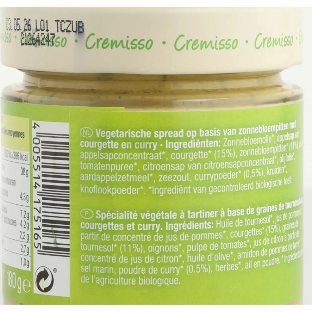 Beleg<Tartex 6x Cremisso Courgette Bio 180 gr